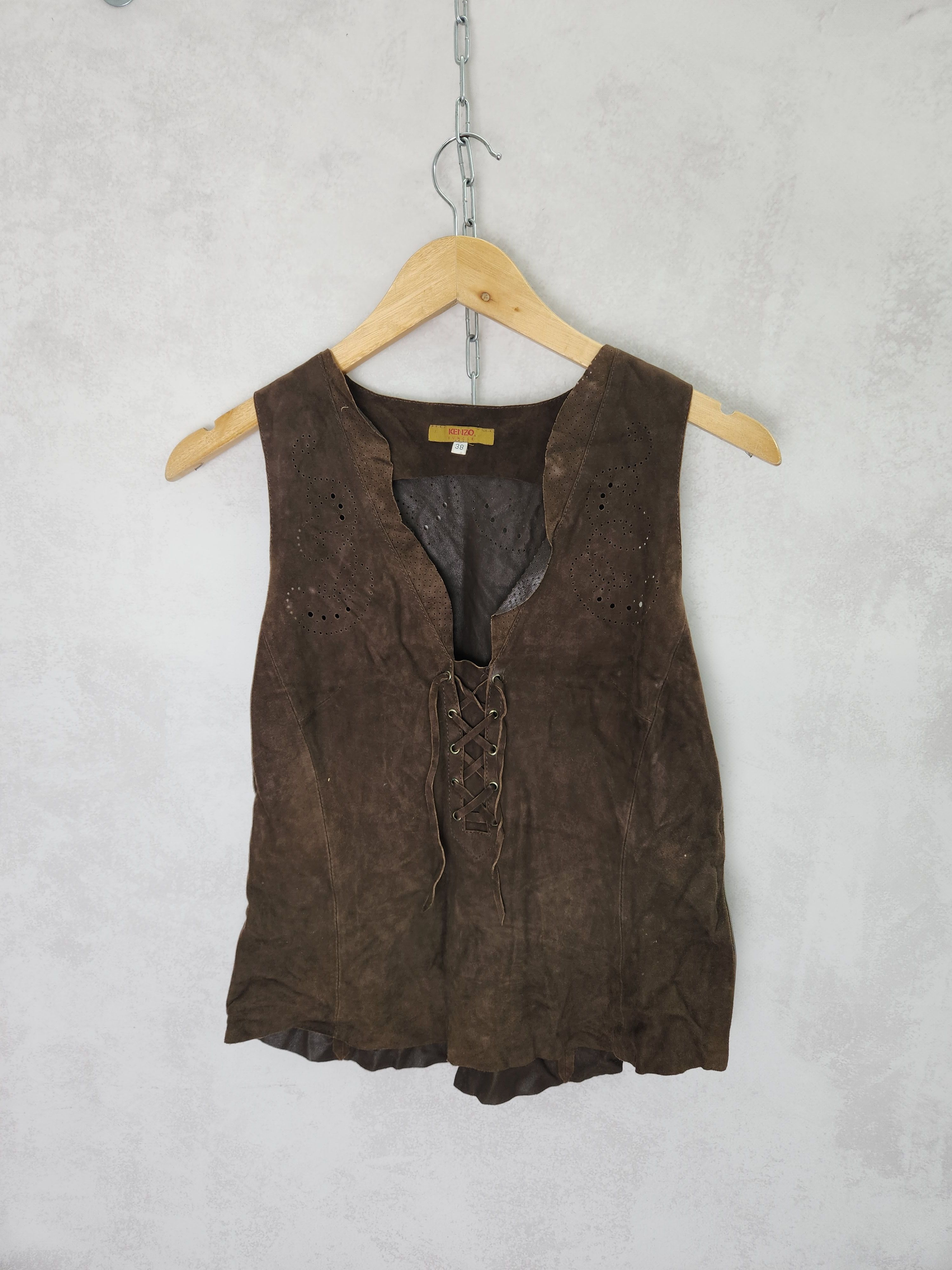 Kenzo Kenzo Jungle brown goat leather set skirt blazer vest Size M / US 6-8 / IT 42-44 - 9 Thumbnail