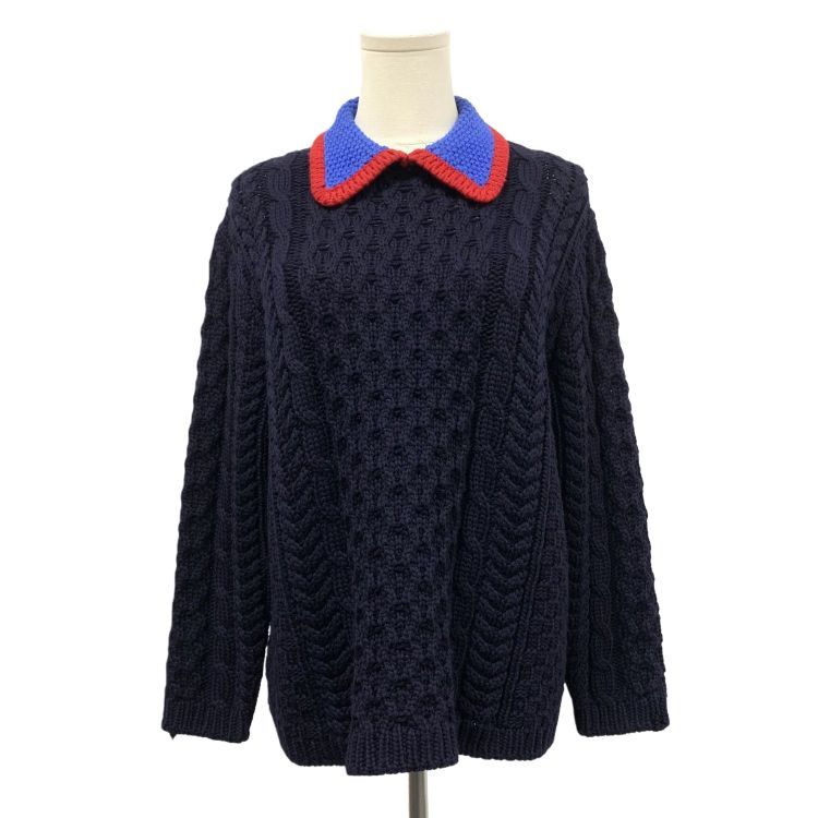 Miu Miu Miu Miu Contrast Collar Cable Knit Sweater Size 36 Size XS / US 0-2 / IT 36-38 - 1 Thumbnail