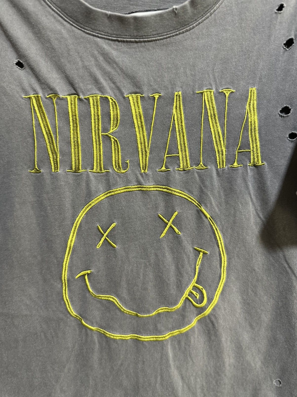 Band Tees Thrashed Vintage Nirvana Smile X Jouetie Distress Tee Size US L / EU 52-54 / 3 - 2 Thumbnail