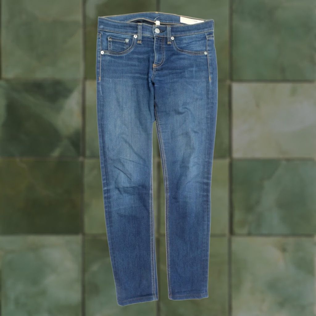 Rag & Bone rag & bone Cate Skinny Jeans Bedford Blue Mid-Rise Cotton Stretch Women 26 Jeans Slim Knitable RIP Repair Size 26" / US 2 / IT 38 - 1 Thumbnail