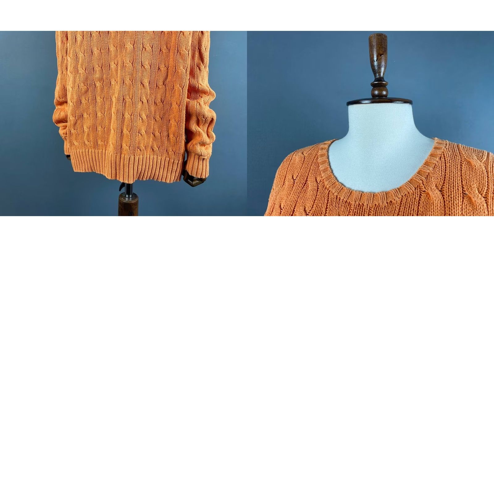 Polo Ralph Lauren Polo Ralph Lauren Mens Cable Knit Sweater XL Orange Pima Cotton Long Sleeve Crew Neck Pullover, Regular Fit, Logo, Classics, Knitwear Size US XL / EU 56 / 4 - 8 Thumbnail