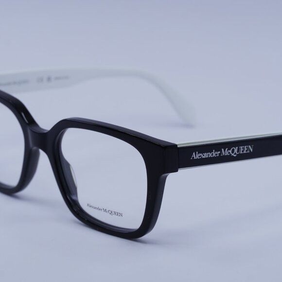 Alexander McQueen Alexander McQueen AM0358O 003 Eyeglasses White/Black 52mm Size ONE SIZE - 4 Thumbnail