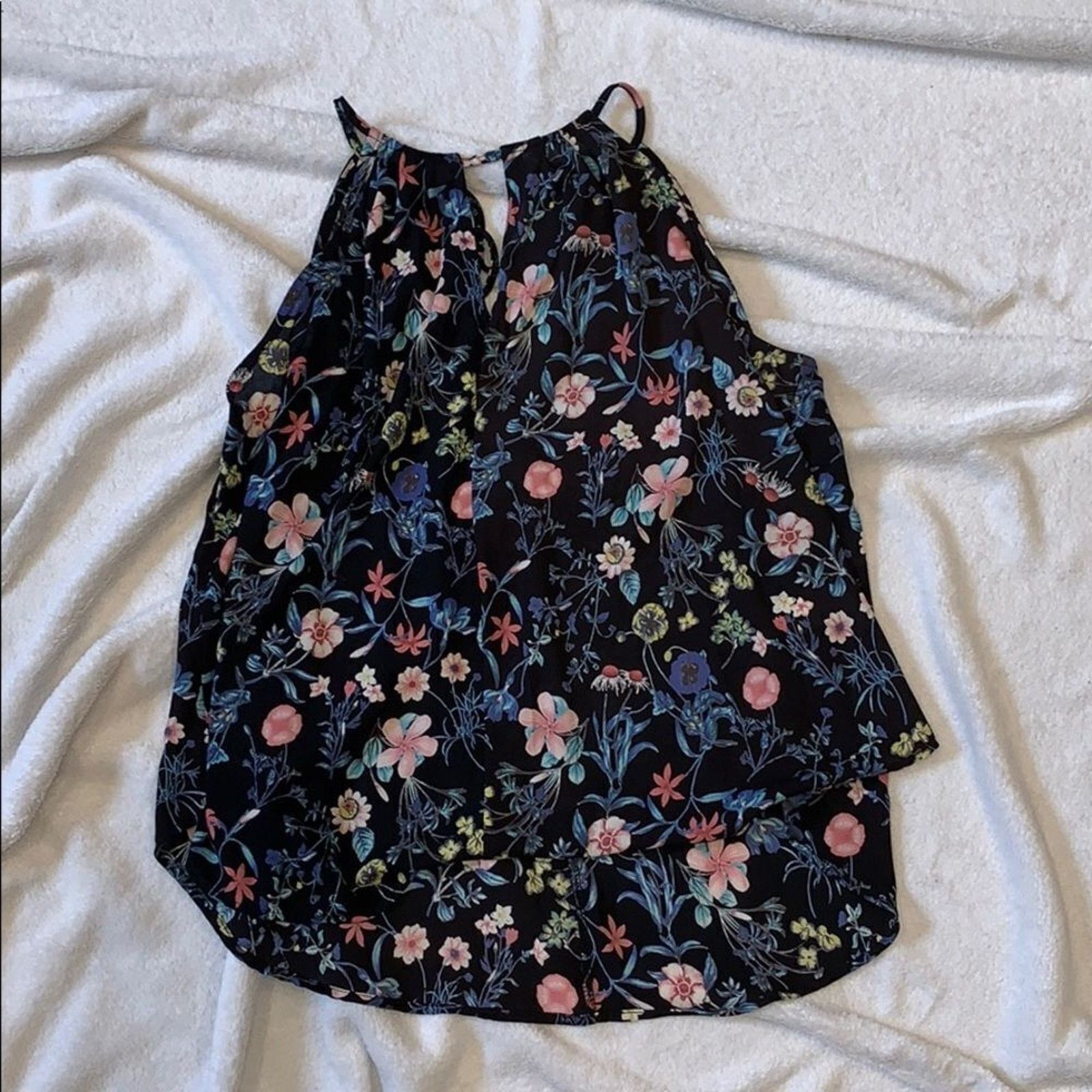 Other Blue Rain Floral High Neck Swing Tank Top | Sz S Size S / US 4 / IT 40 - 5 Thumbnail