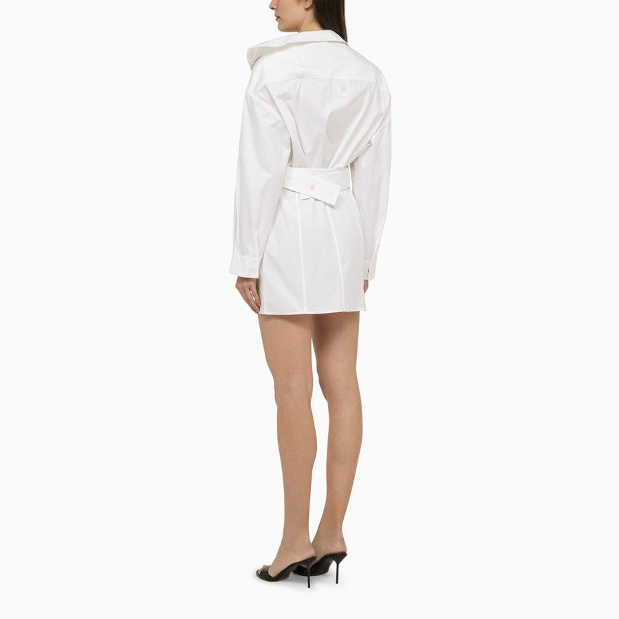 Jacquemus o1d2blof0824 Cotton Mini Chemisier Dress in White Size S / US 4 / IT 40 - 3 Thumbnail