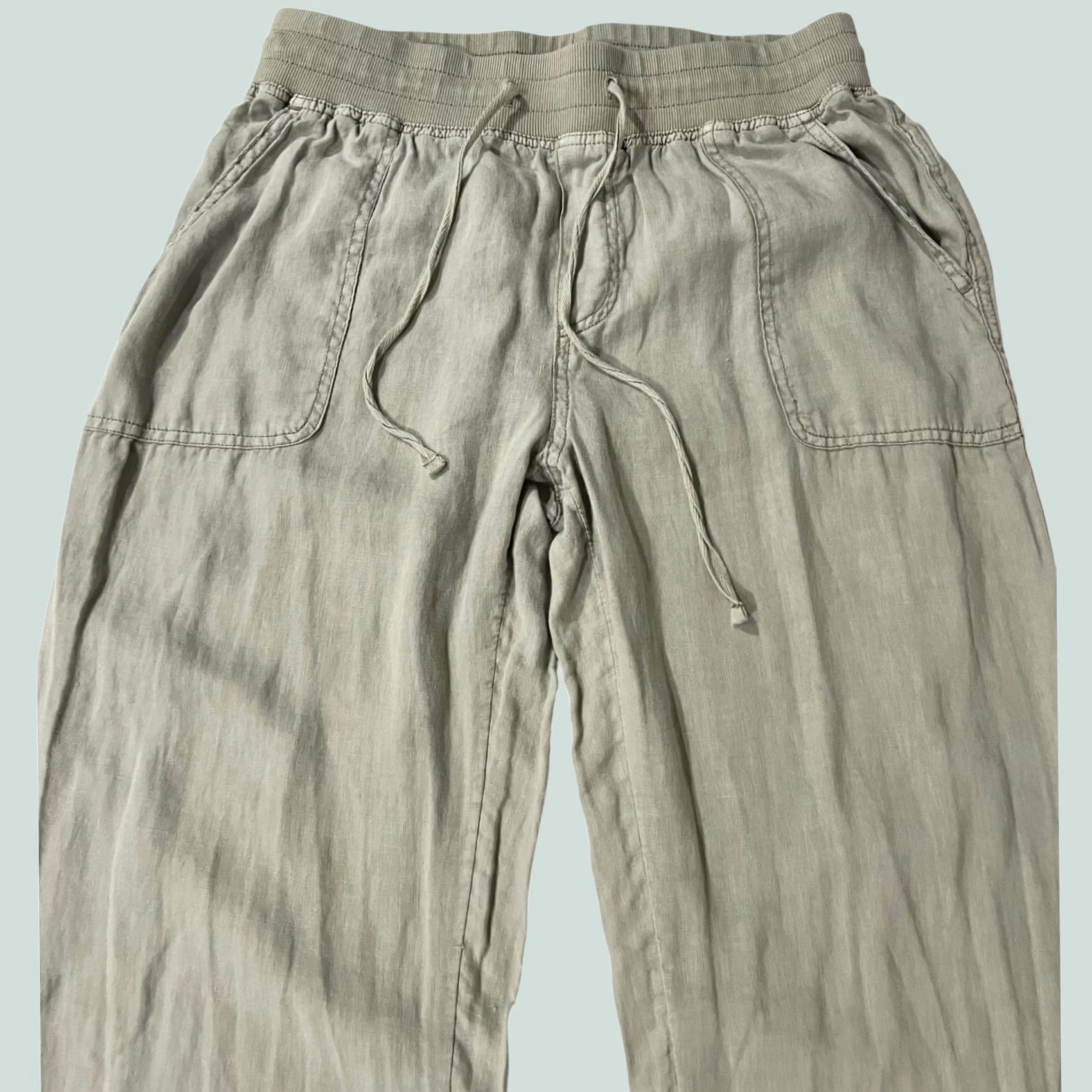 Vintage C&C California 100% Linen Jogger Pants Pull On Womens Sage Green Sz M Shirt/Women's Jogger Linen Solid 90s? Size 32" / US 10 / IT 46 - 1 Thumbnail