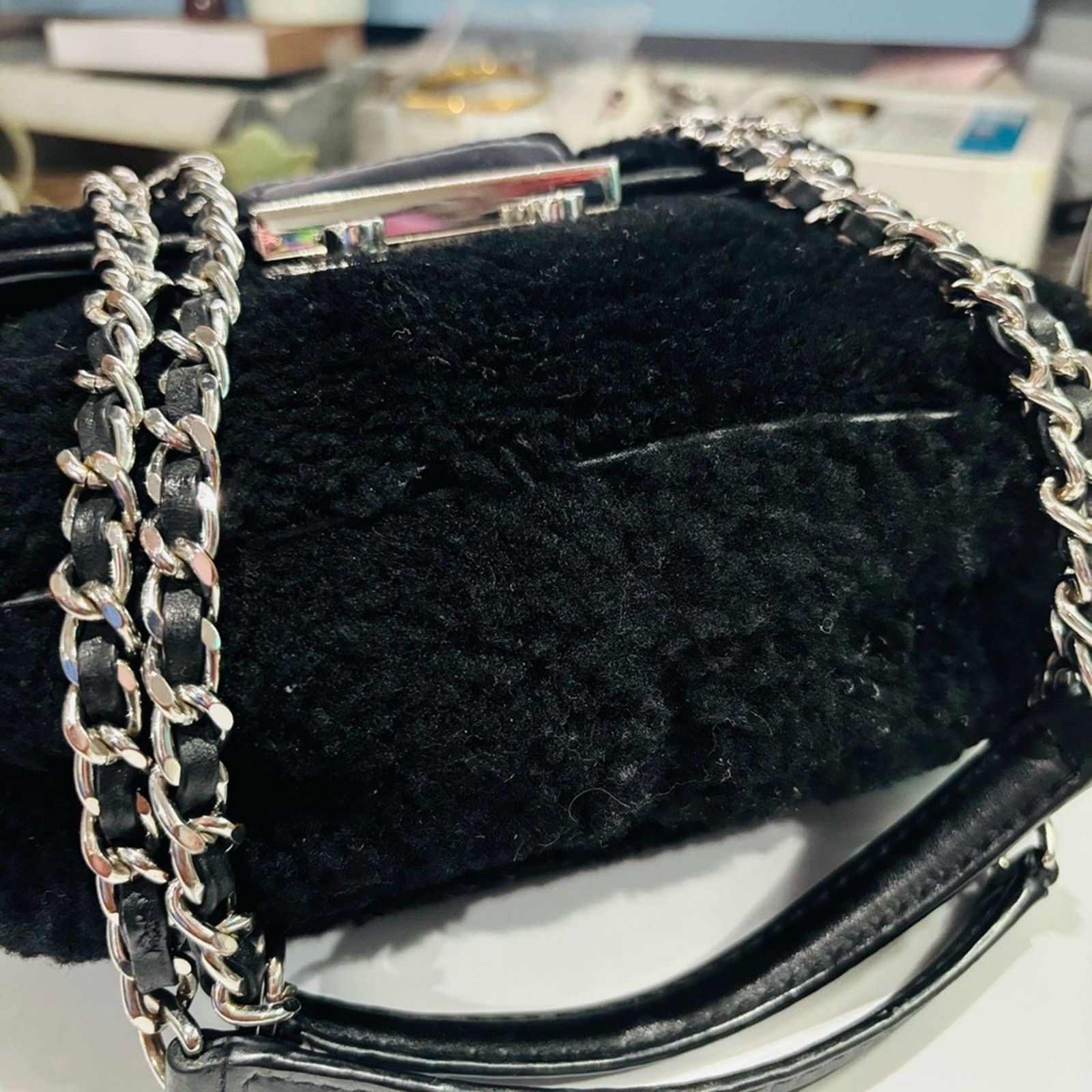 Michael Kors MICHAEL KORS Black Sloan Convertible Shearling Shoulder Bag Size ONE SIZE - 5 Thumbnail