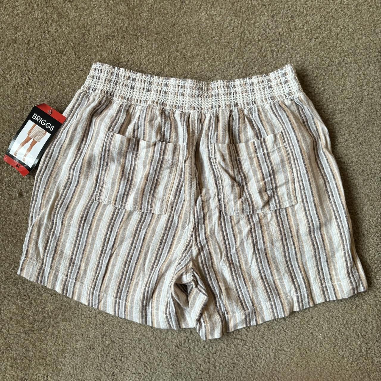 Designer Brand New Linen Striped Shorts Size 32" / US 10 / IT 46 - 2 Thumbnail