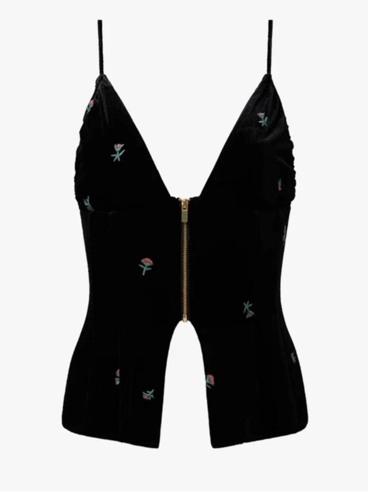 Other WeWoreWhat / Embroidered Velvet Peplum Corset / Black Size S / US 4 / IT 40 - 7 Thumbnail