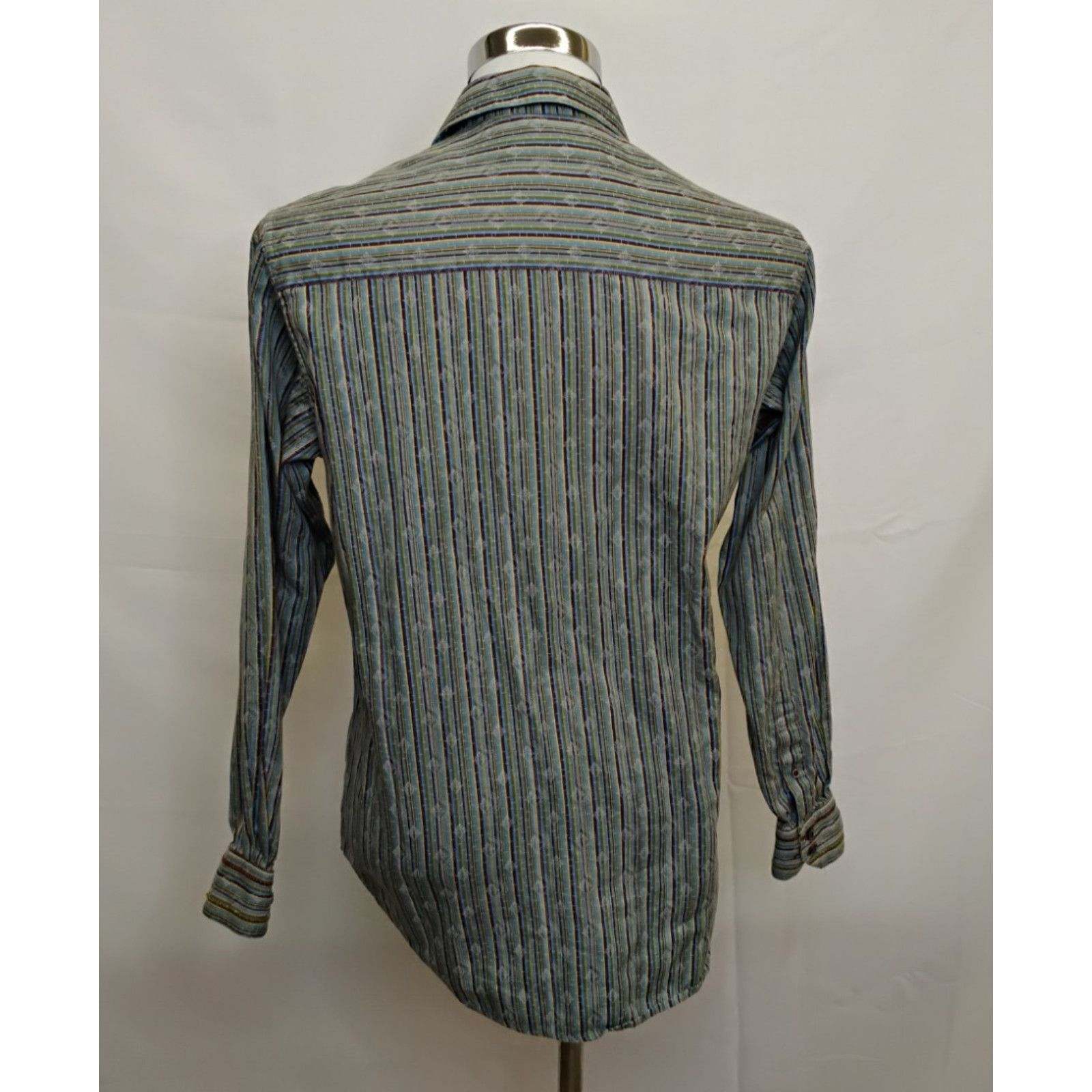 Robert Graham Robert Graham Dress Shirt Men's S Green Blue Stripes Paisley Size US S / EU 44-46 / 1 - 3 Thumbnail
