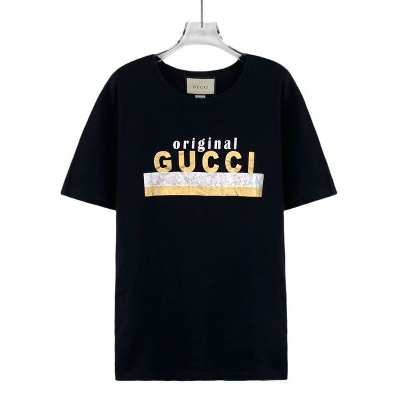 Gucci Gucci Black logo letter print cotton round-neck short-slee Size US M / EU 48-50 / 2 - 1 Thumbnail