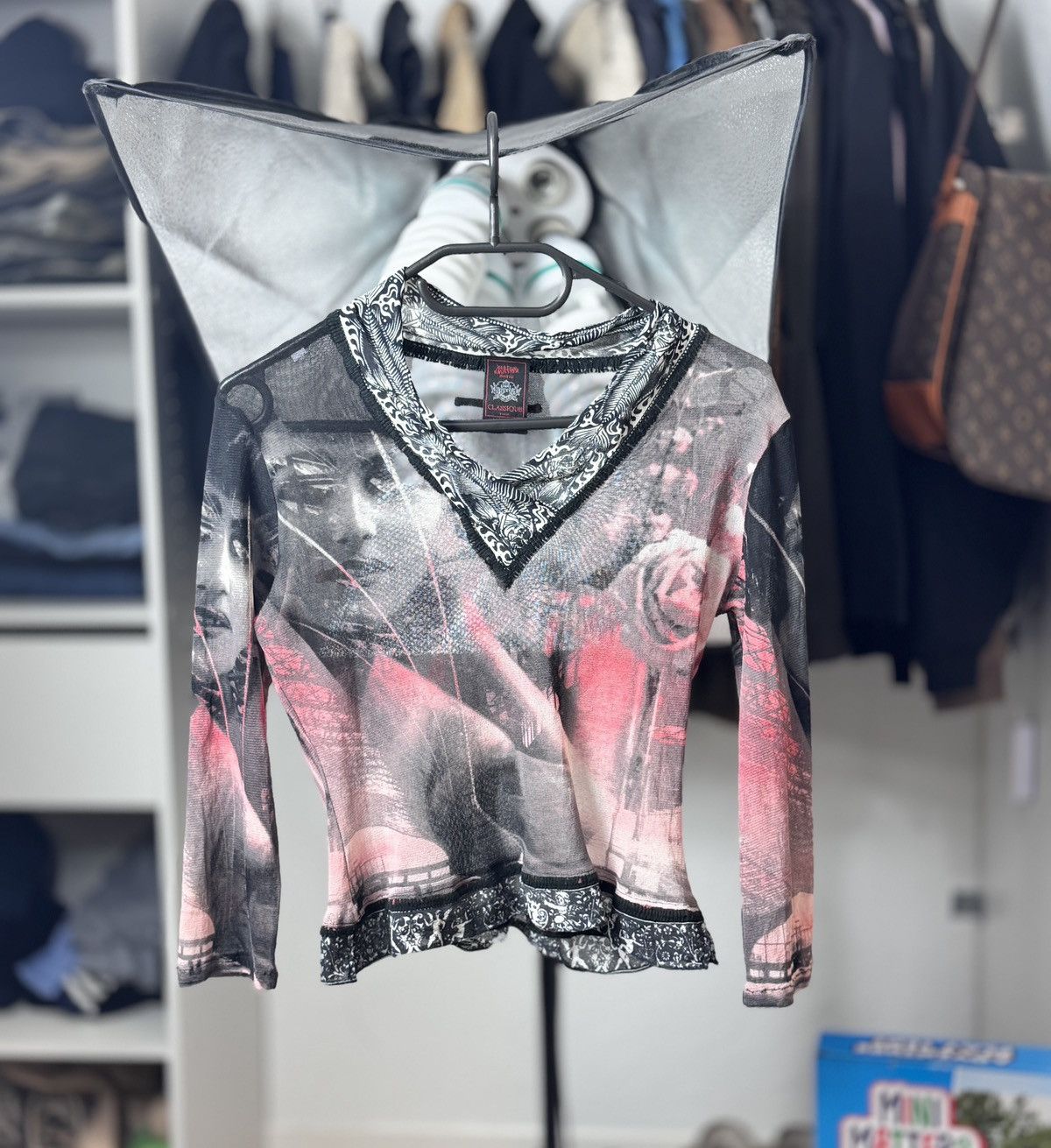 Jean Paul Gaultier × Vintage 90s JPG JEAN PAUL GAULTIER MAILLE MESH TOP WOMEN FACE SIZE L Size L / US 10 / IT 46 - 2 Thumbnail