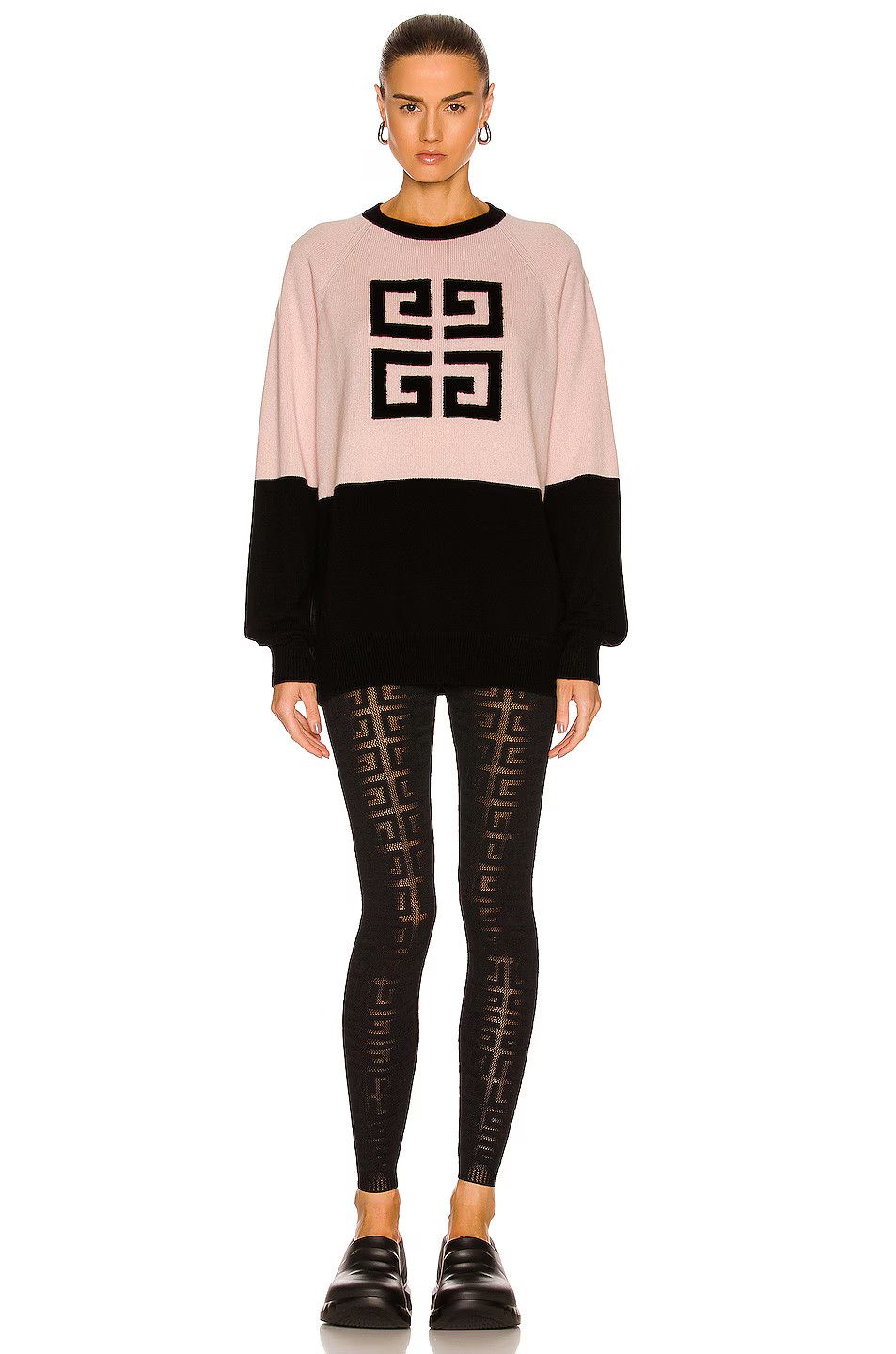Givenchy o1w1db10325 Bicolor Crewneck Sweater Front 4G in Black/Pink Size S / US 4 / IT 40 - 4 Thumbnail