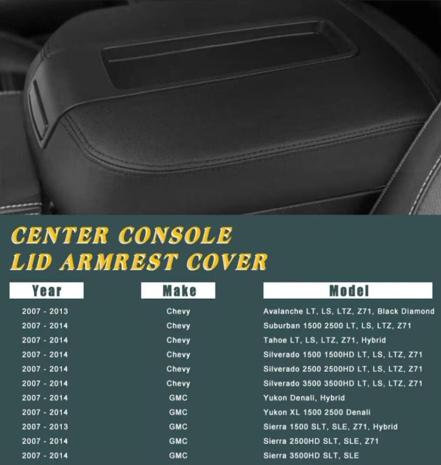 Other Chevy GMC Center Console Lid Armrest Cover Black Size ONE SIZE - 2 Thumbnail