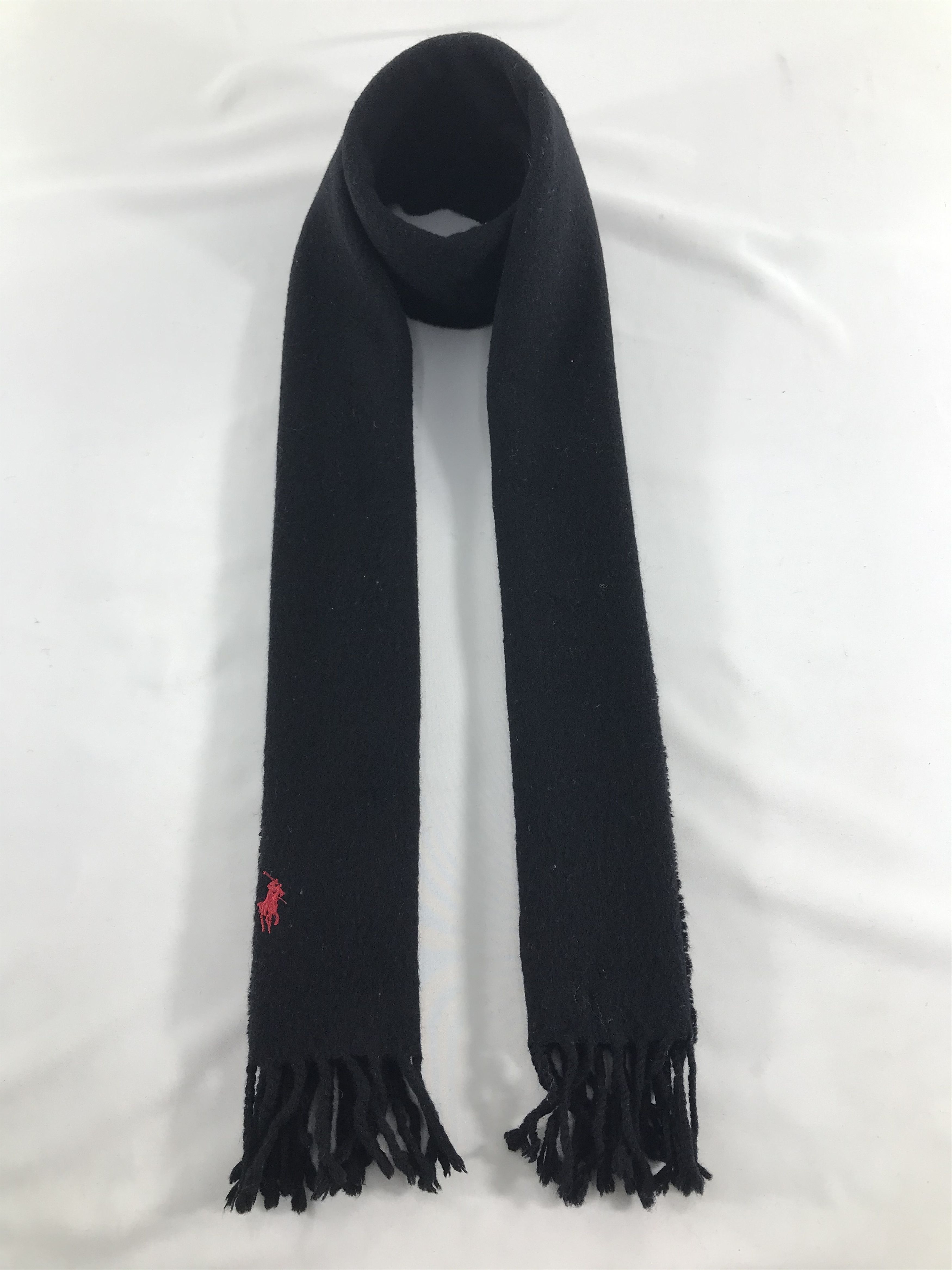 Polo Ralph Lauren Polo Ralph Lauren Plain Black Wool Scarf Muffler V441 Size ONE SIZE - 1 Thumbnail