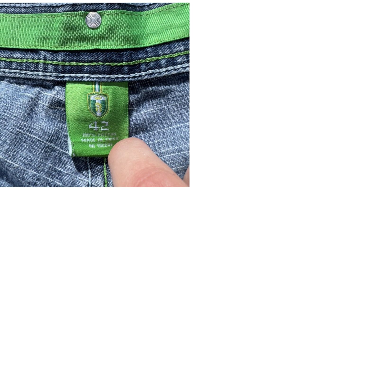 Vintage VINTAGE Barefox Bermuda Shorts Men 42 Light Wash Embroidered Pockets Green Blue Y2K Urbanfolks Jean Shorts Size US 42 / EU 58 - 9 Thumbnail