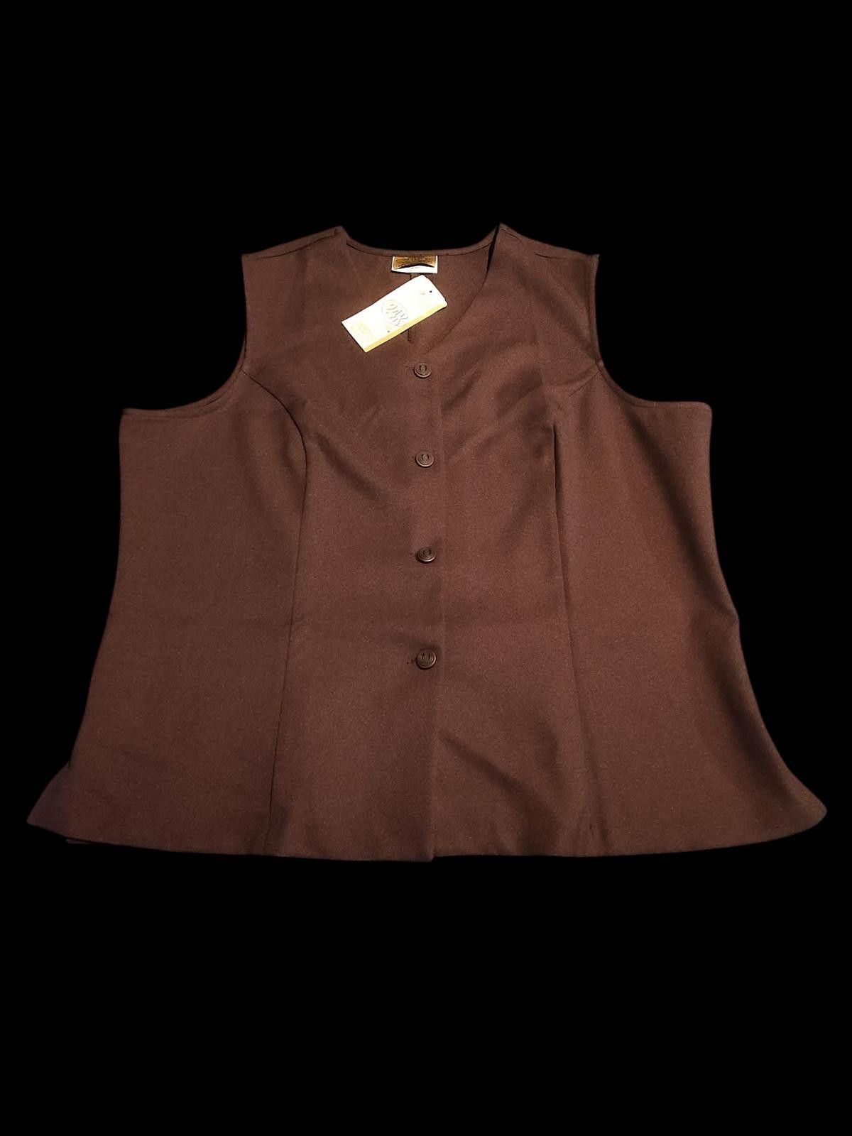 Designer Vintage 24K Brown Two-Piece Skirt (20)and Vest (24W) Set Size 3XL / US 20-22 - 8 Thumbnail