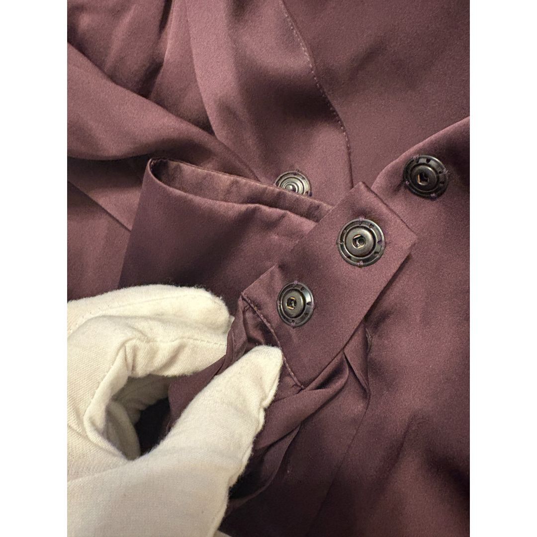 Bottega Veneta Bottega Veneta Silk V-Neck Button-Up Top in Burgundy Size M / US 6-8 / IT 42-44 - 6 Thumbnail