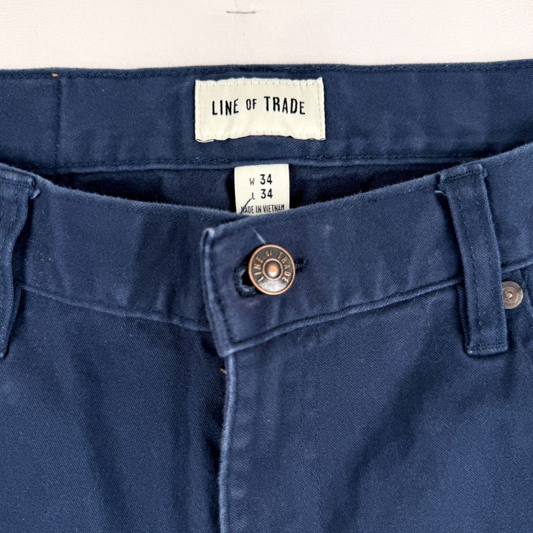 Vintage Line Of Trade Pants Mens 32x32 Chino Tapered Fit Stretch Navy Blue Size US 32 / EU 48 - 3 Thumbnail
