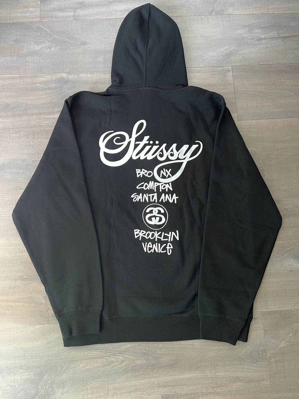 Vintage Vintage Stüssy World Tour Hoodie Black | Grailed