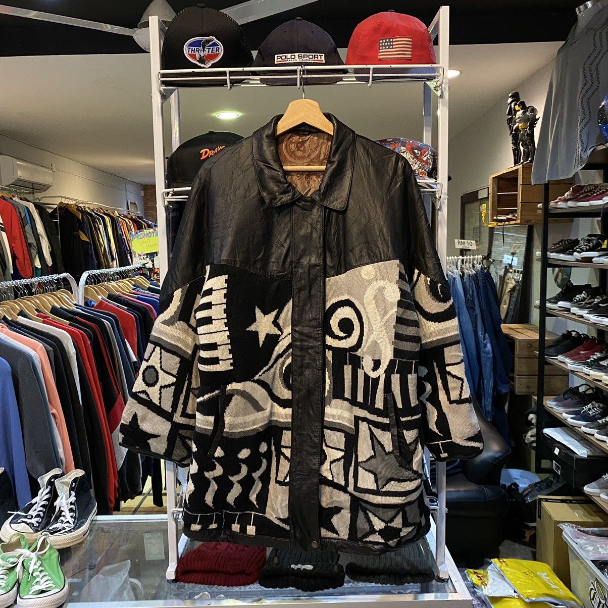 Japanese Brand × Vintage VTG Unbranded Archival Clothing Rare Design Leather Jacket Size US L / EU 52-54 / 3 - 1 Thumbnail