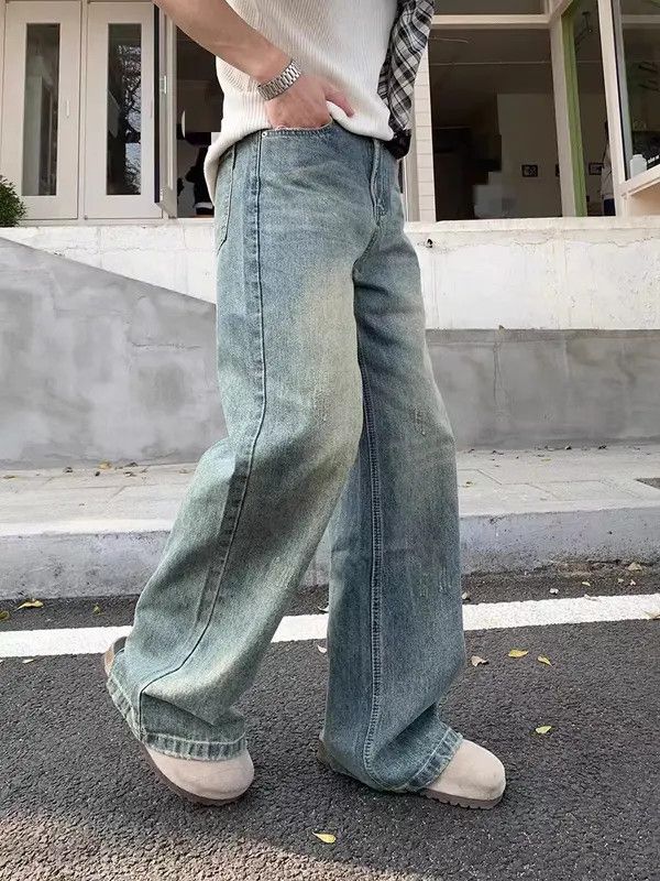Japanese Brand Mizuki x Chika Vintage Wash Draped Relaxed Light Blue Jeans Size US 32 / EU 48 - 8 Thumbnail