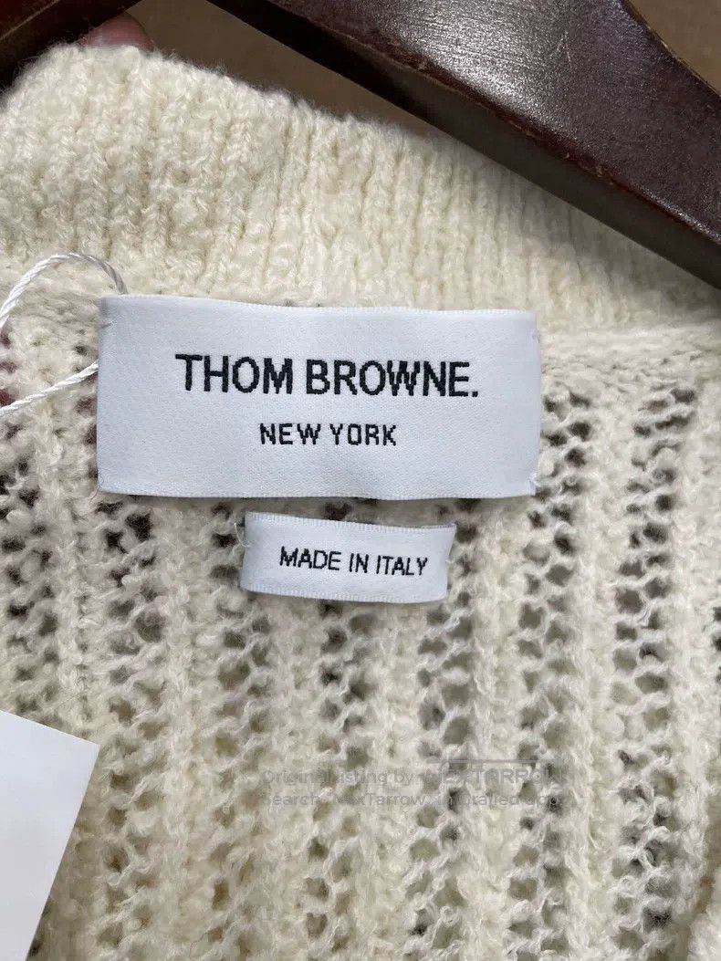 Thom Browne Thom Browne White and Black Color Block Openwork Knit Card Size XS / US 0-2 / IT 36-38 - 3 Thumbnail