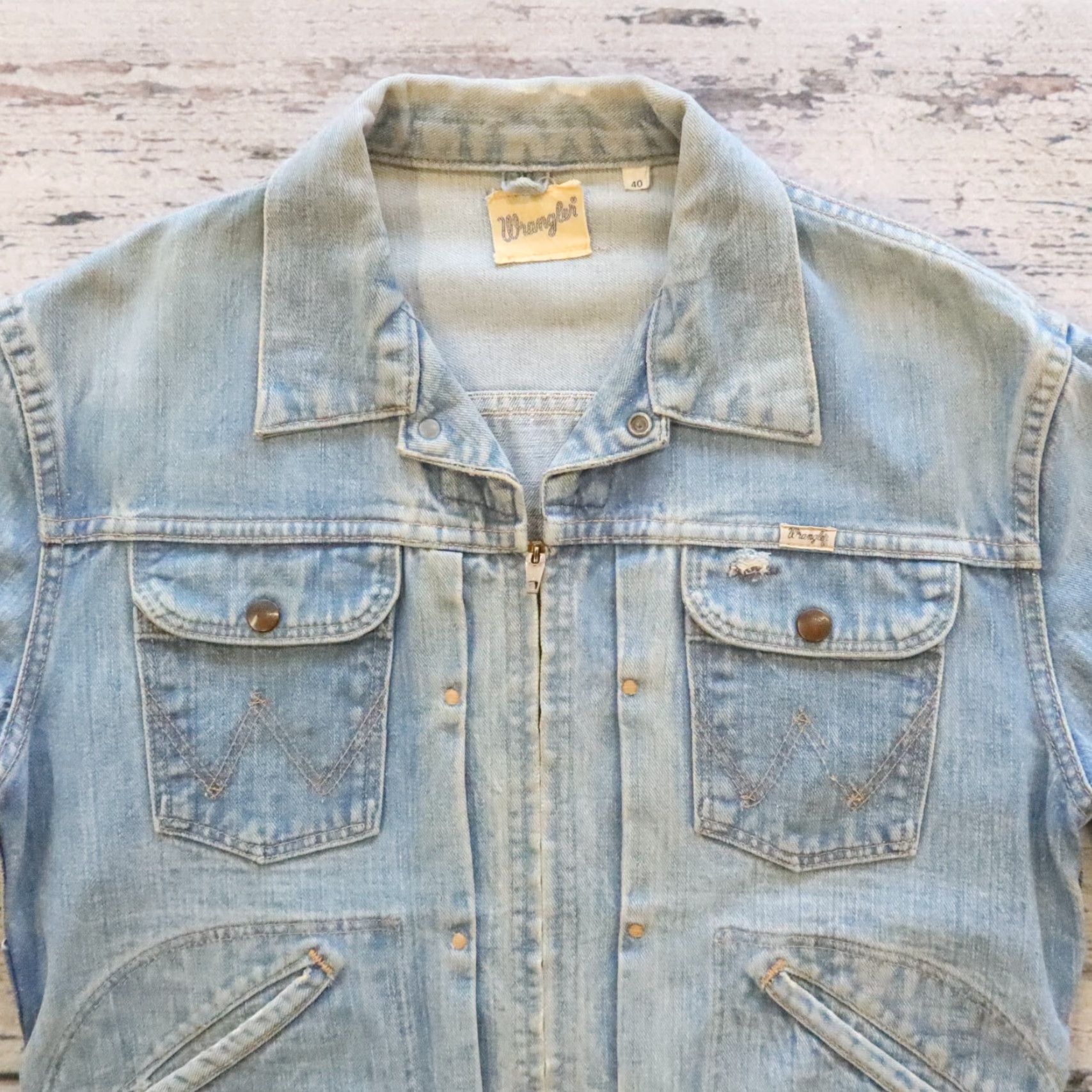 Wrangler Vintage Wrangler Pleated Denim Trucker Jacket Blue Bell Size US XXS / EU 40 - 2 Thumbnail