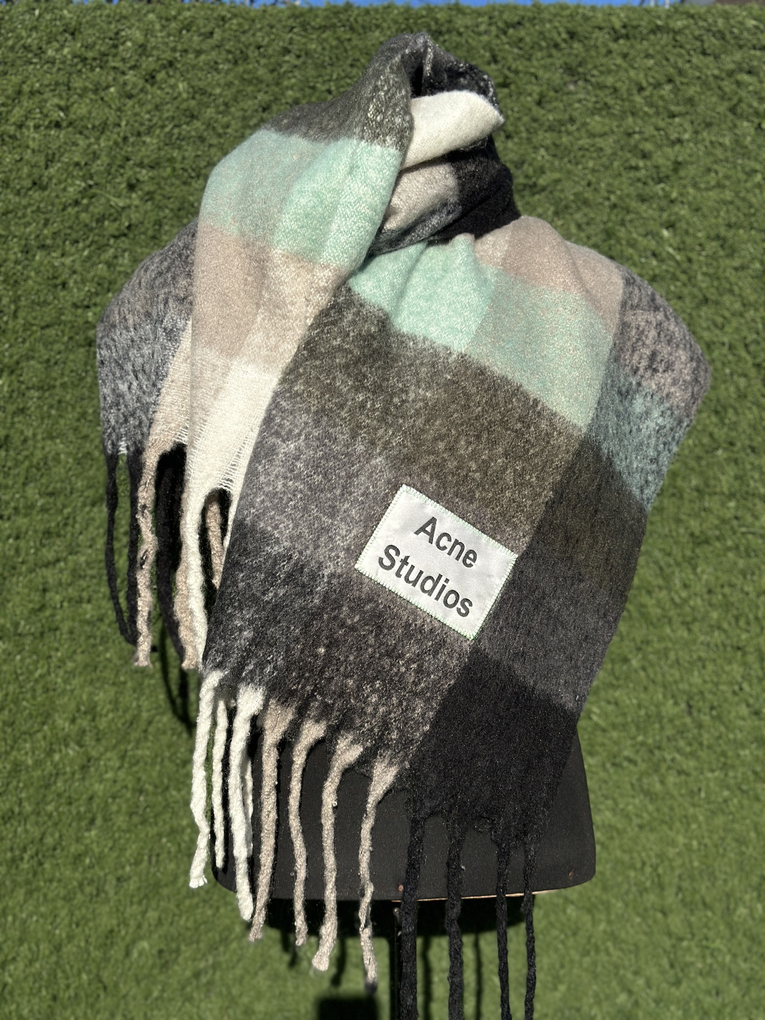 Acne Studios Acne Studios Wool Blend Check Scarf Gray Large 250x 35 cm Size ONE SIZE - 9 Thumbnail