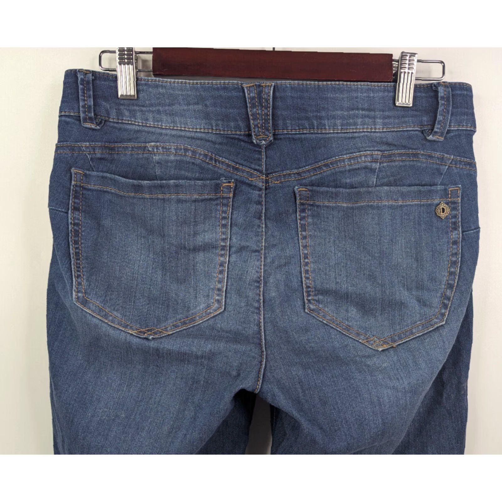 Vintage Democracy Jeans Women's Size 8 Blue Med Wash Stretch Regular 5-Pocket Denim Skinny City College Preppy Size 30" / US 8 / IT 44 - 4 Thumbnail