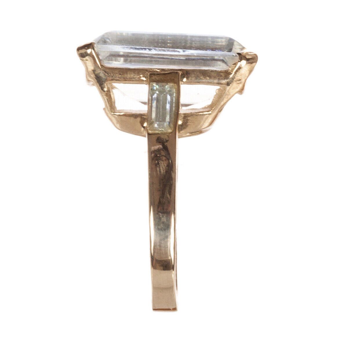 Designer 14kt Gold Vermeil Silver Emerald Cut Quartz Cocktail Ring Size ONE SIZE - 3 Thumbnail