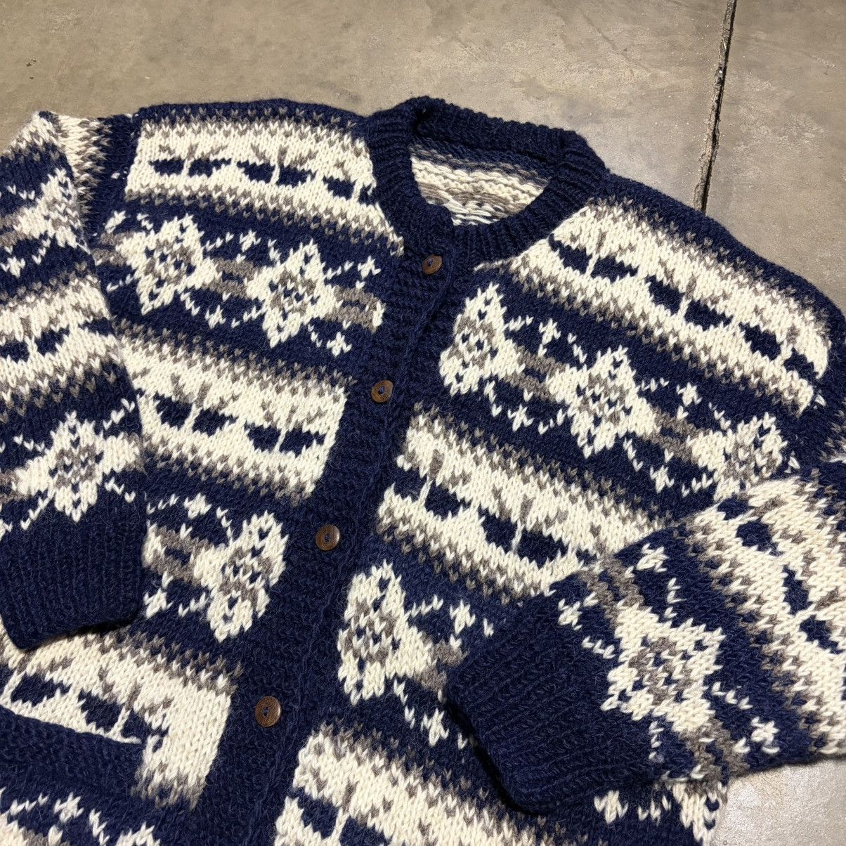 Vintage Vintage Wool Cardigan Sweater Fair Isle Nordic Chunky Knit Size US XL / EU 56 / 4 - 3 Thumbnail
