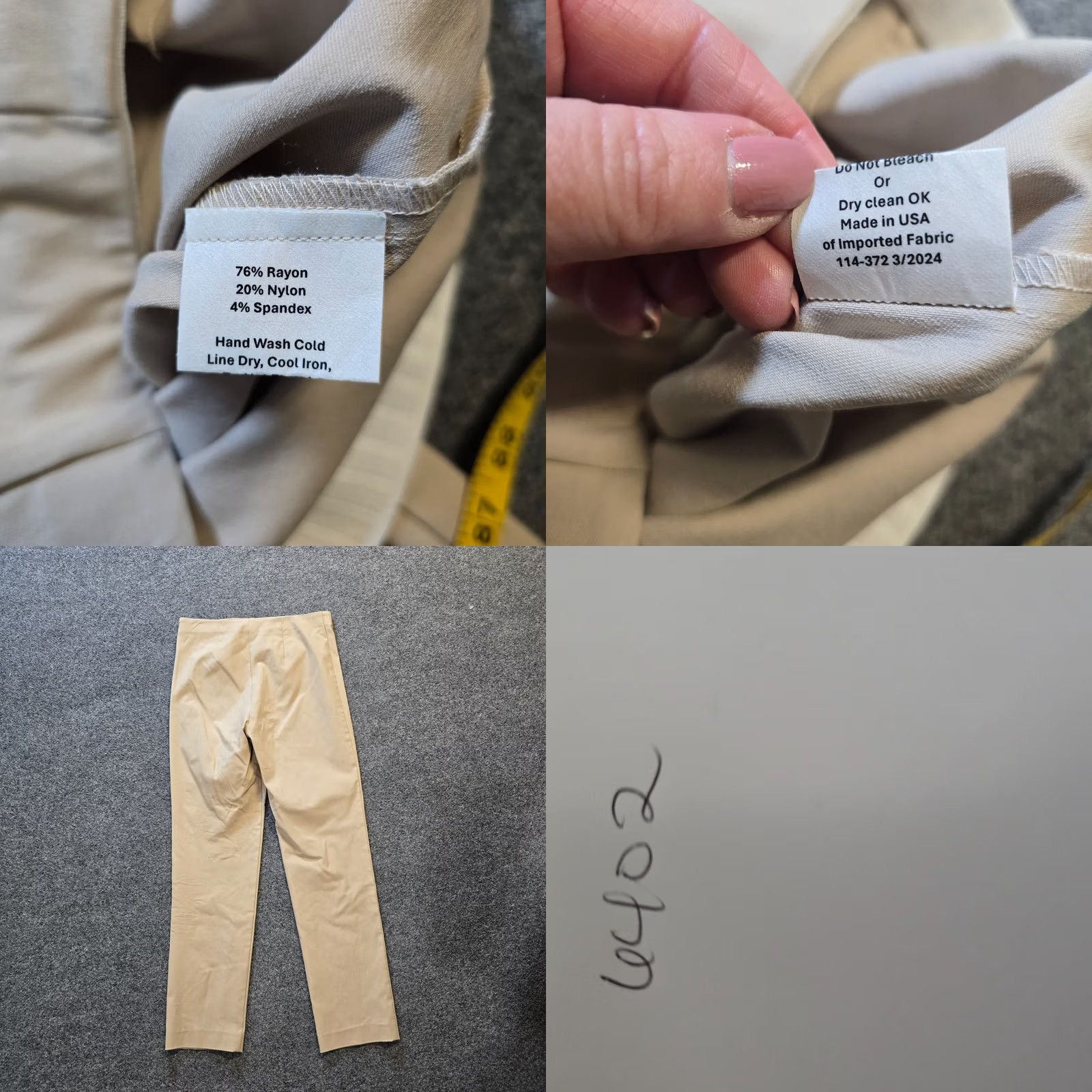 Vintage Sara Campbell Pants Womens XS Beige Capri Crop Tapered Stretch Casual Knit Vintage No Size 26" / US 2 / IT 38 - 8 Thumbnail