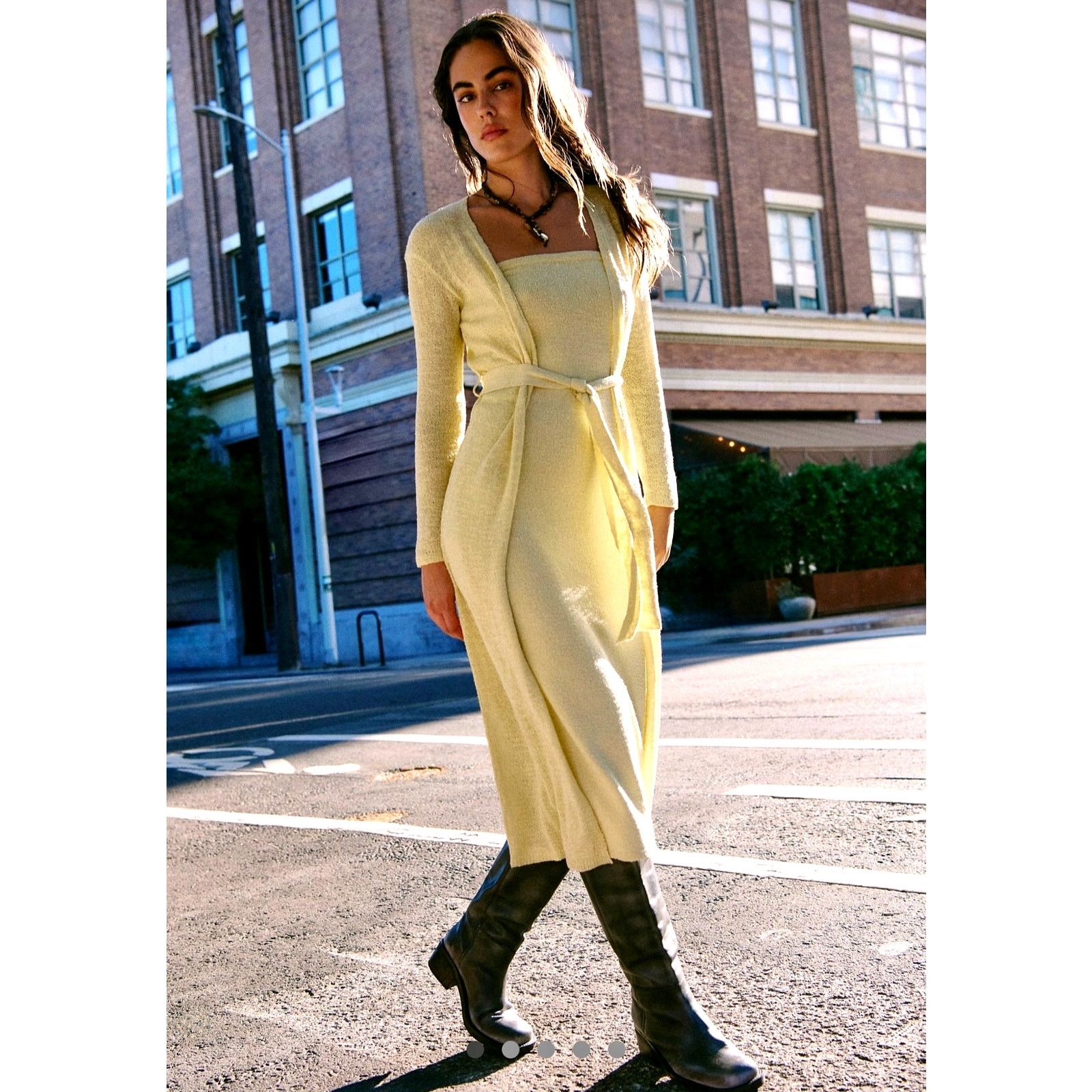 Free People Free People Lottie Solid Sweater Dress Set Lemongrass M Size M / US 6-8 / IT 42-44 - 6 Thumbnail