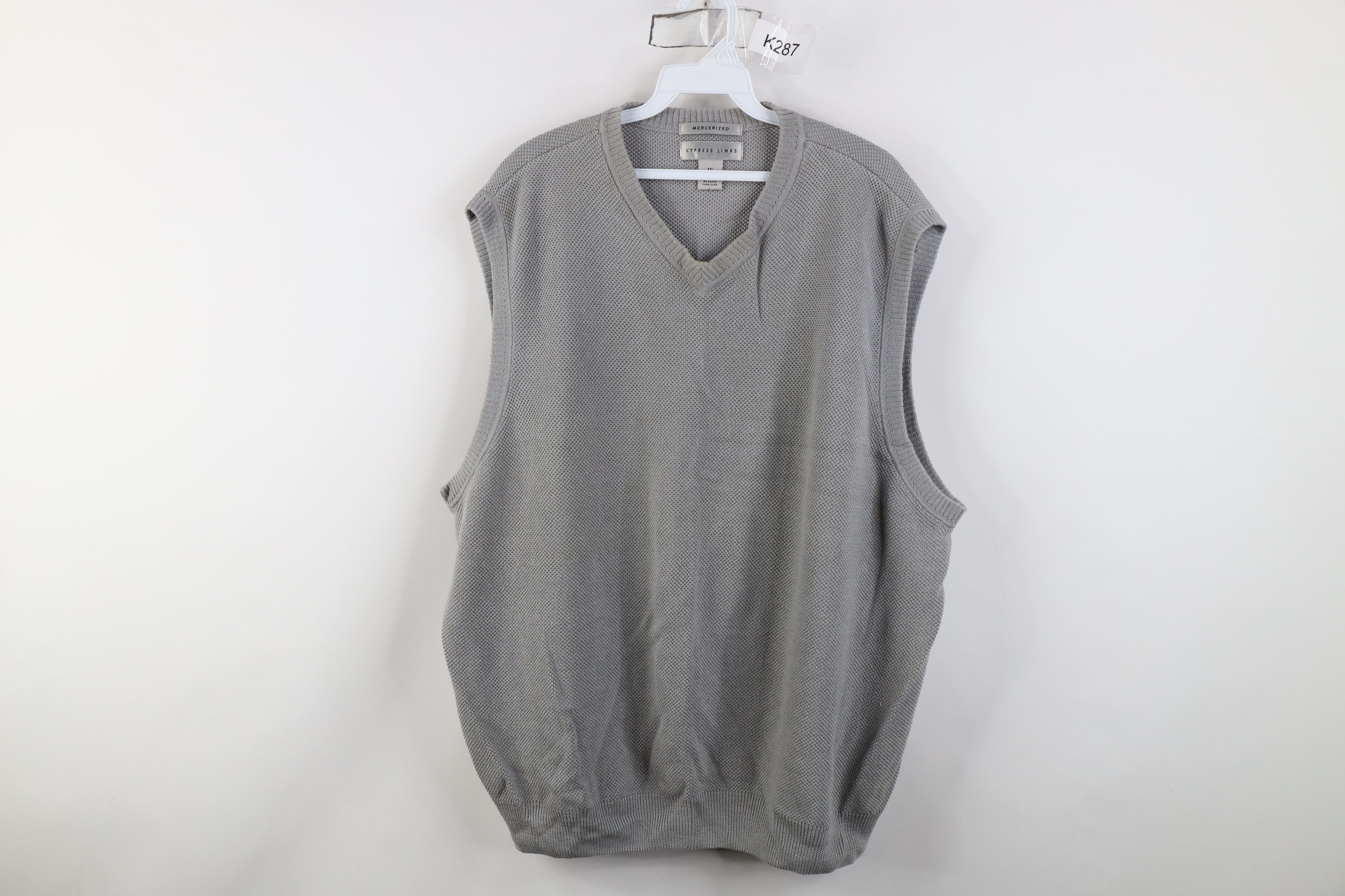 Vintage Vintage 90s Streetwear Cotton Thermal Knit Sweater Vest Gray Size US XXL / EU 58 / 5 - 1 Thumbnail