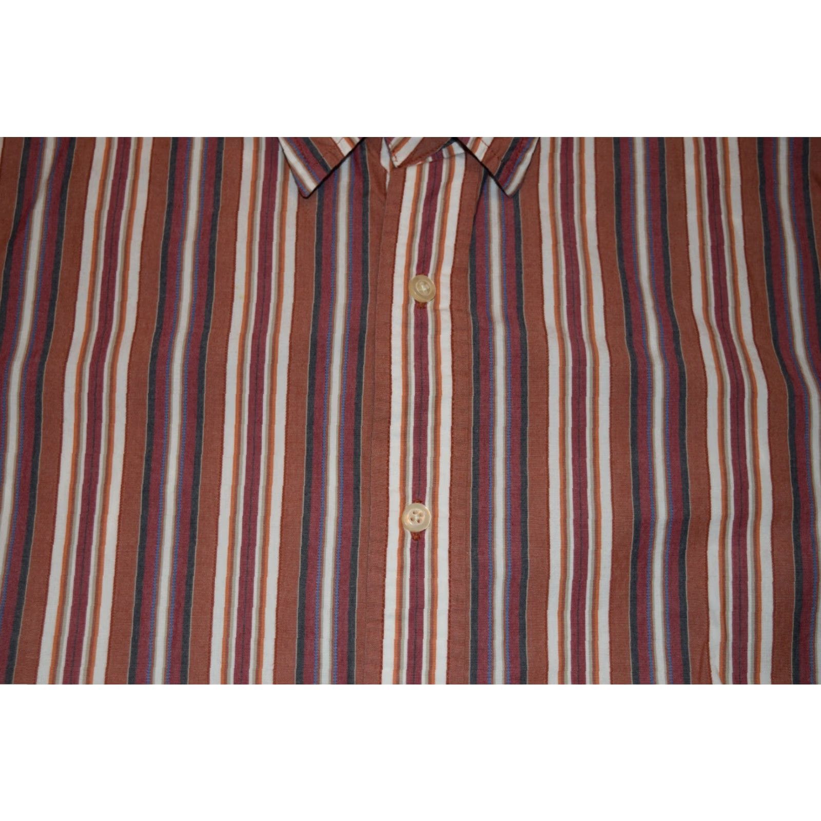 Timberland TIMBERLAND Button-Up Shirt Striped Cotton Mens Large Red Rust White Y2K 2000s Casual Formal Workwear Mens) Size US L / EU 52-54 / 3 - 4 Thumbnail