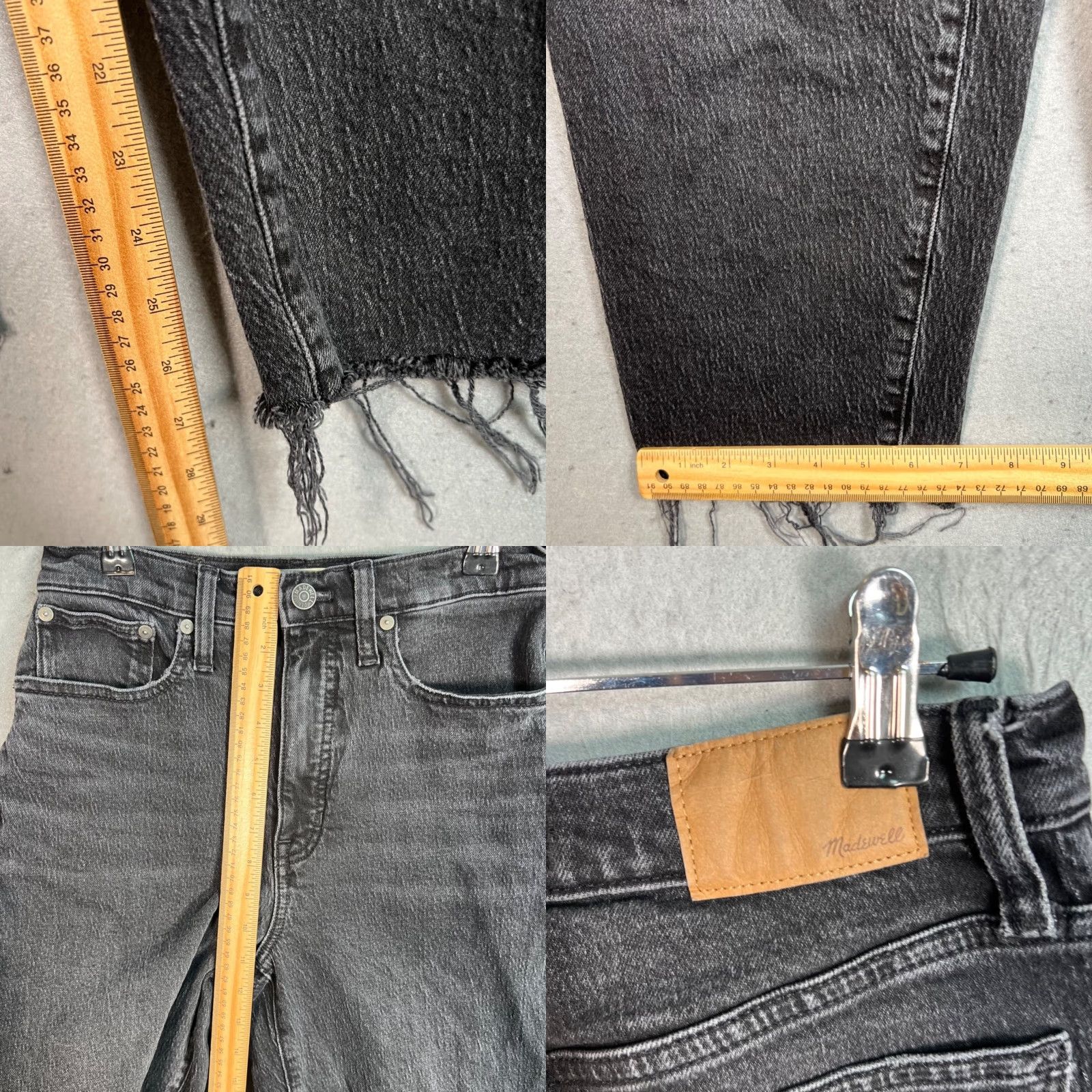 Madewell VINTAGE Madewell Balloon Jeans High-Rise Washed Black Denim Frayed Hem Womens 26T Tall 28in Inseam Size 26" / US 2 / IT 38 - 8 Thumbnail