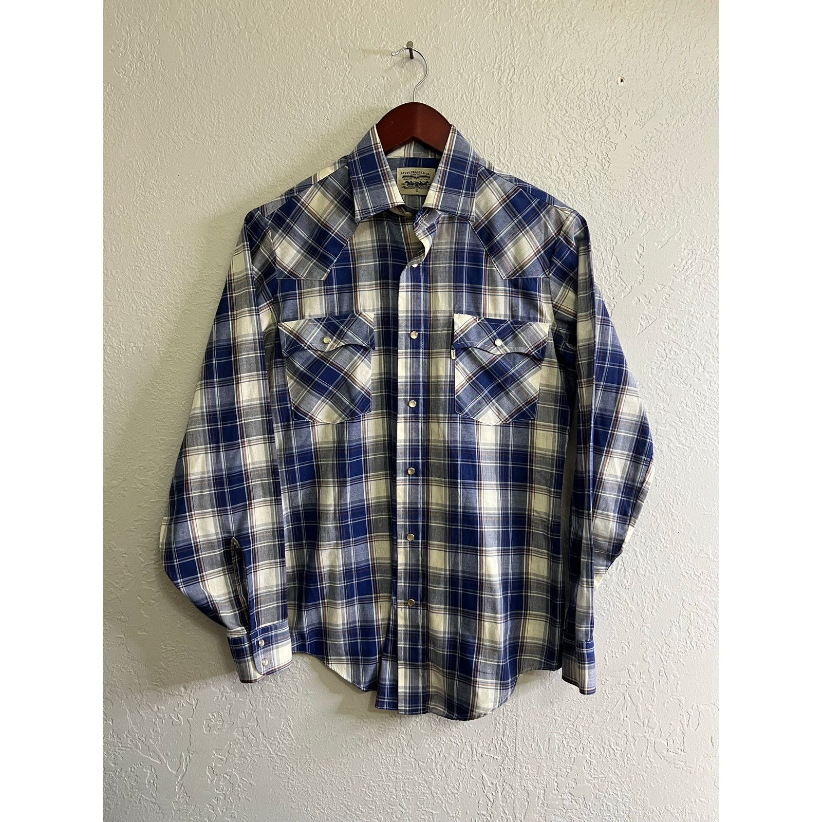 Levi's Vintage Levi’s Western Plaid Pearl Snap Shirt Blue Mens S Size US S / EU 44-46 / 1 - 1 Thumbnail
