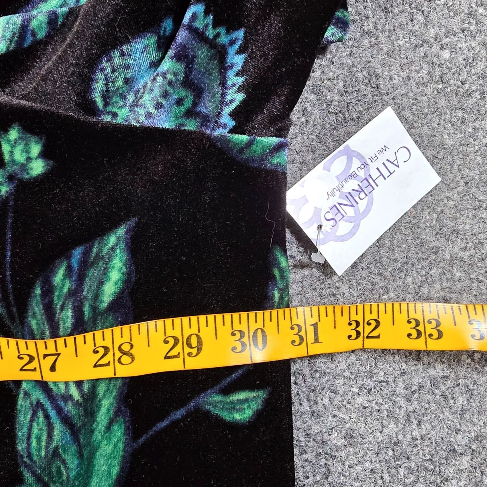 Vintage Catherine's Top Womens 4X Black Green Velour Floral Stretch Casual Career Blouse Size XXL / US 16-18 / IT 52-54 - 5 Thumbnail