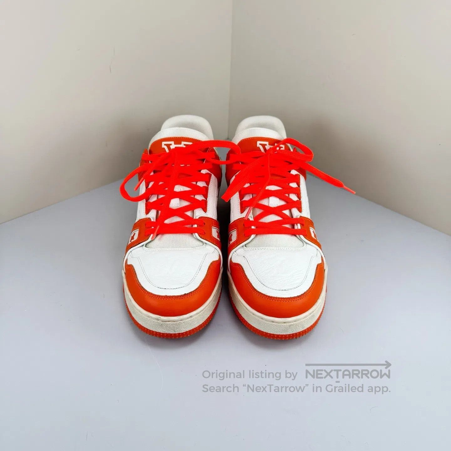 Louis Vuitton Louis Vuitton White and Orange Trainer Sneakers| Size US 8 / EU 41 - 2 Thumbnail