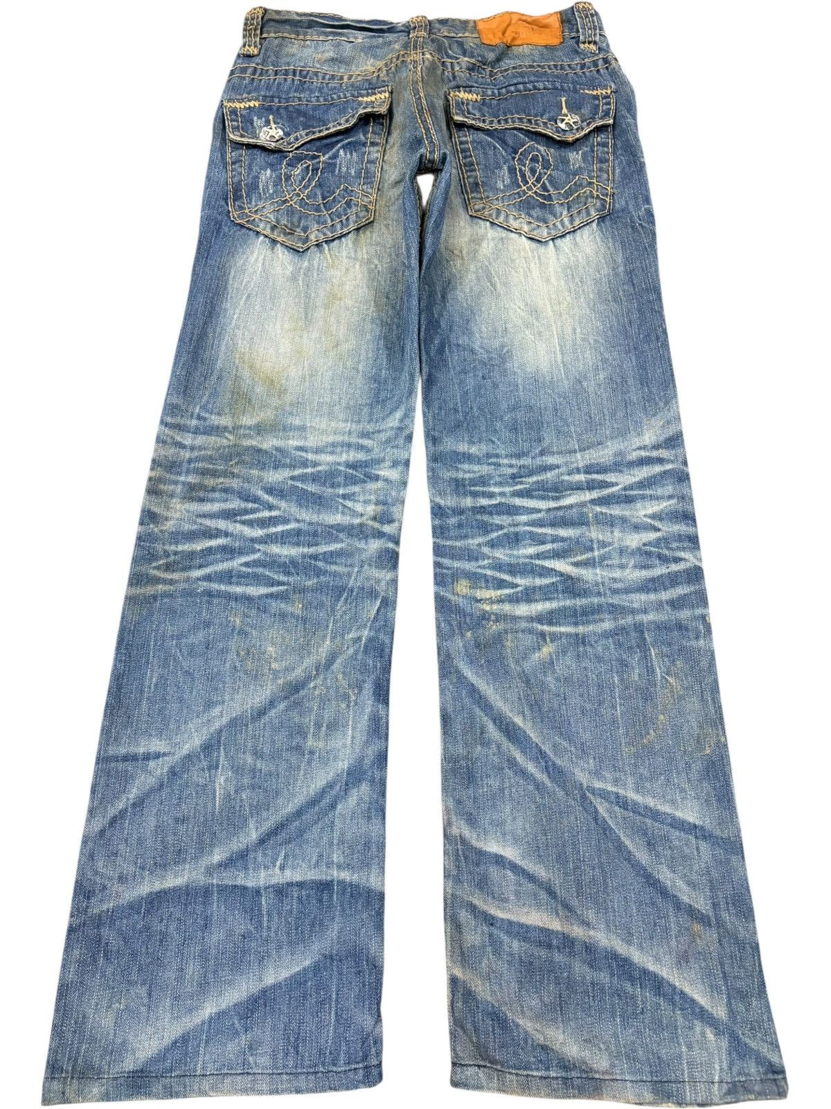 Japanese Brand Vintage BB London Embroidery Honeycomb Mud Wash Loose Jeans Size US 30 / EU 46 - 2 Thumbnail