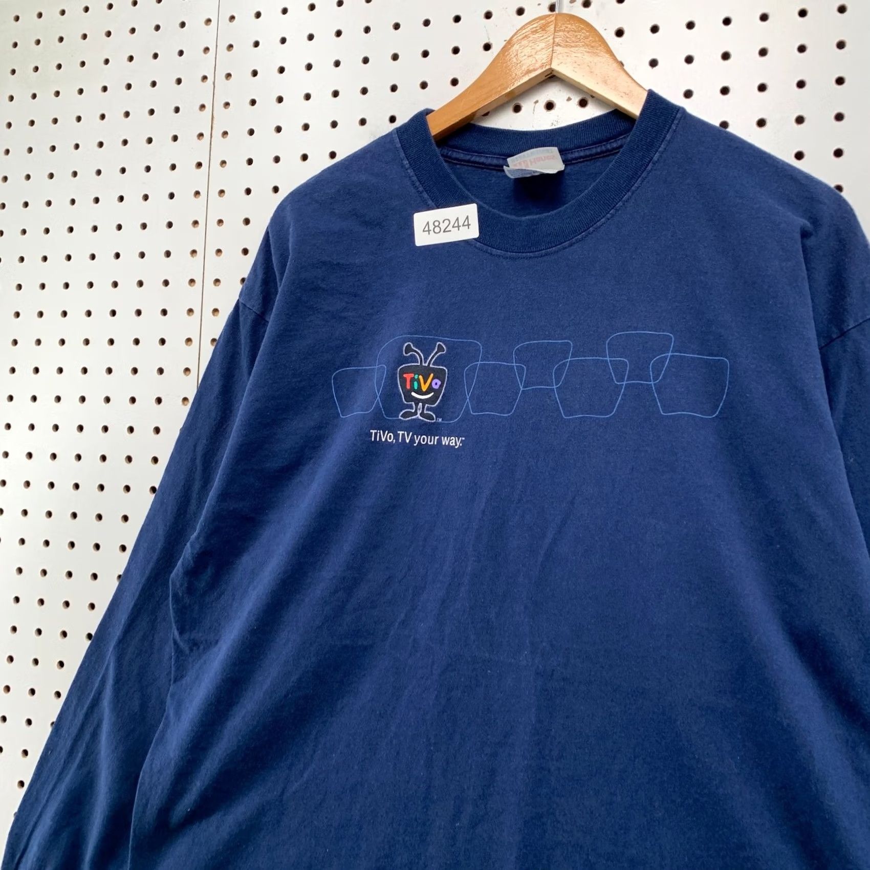 Hanes Vintage Hanes T-Shirt Mens XL Blue Long Sleeve 90s Punk Cyber Tivo Your Way Mall Size US XL / EU 56 / 4 - 6 Thumbnail