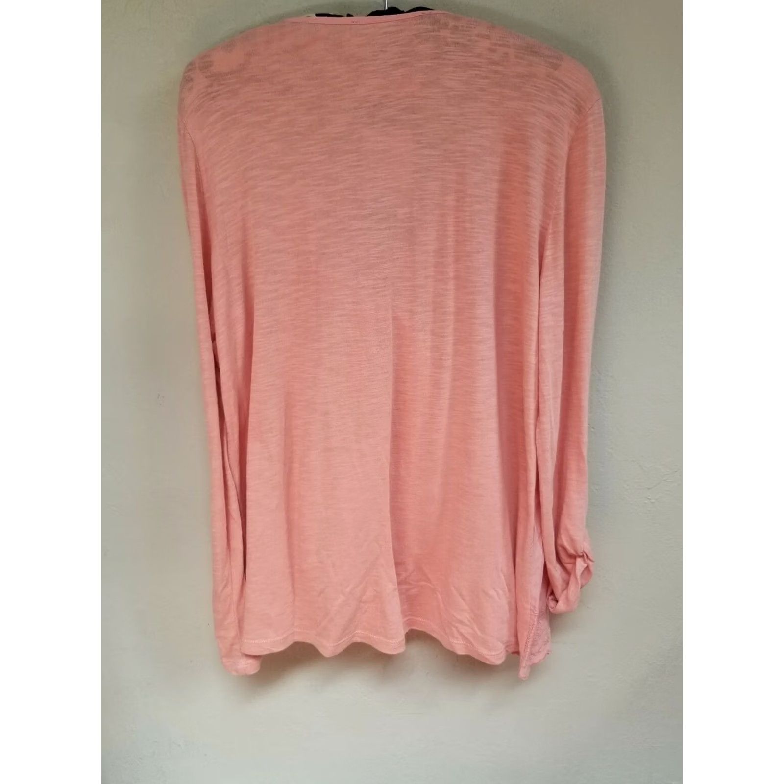 Gloria Vanderbilt Gloria Vanderbilt Daphne Womens Top Medium Coral Embroidered Roll Tab Sleeve Blouse Size M / US 6-8 / IT 42-44 - 2 Thumbnail