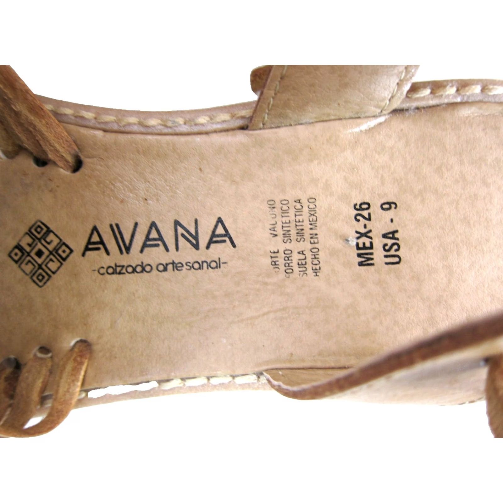 Vintage Avana Calzado Artesanal 100% Leather Ankle Strap Tie Huarache Sandal Women 9/40 Brown Leather Sandal Women 9/40 Avana Calzado Artesanal Size US 9 / IT 39 - 5 Thumbnail