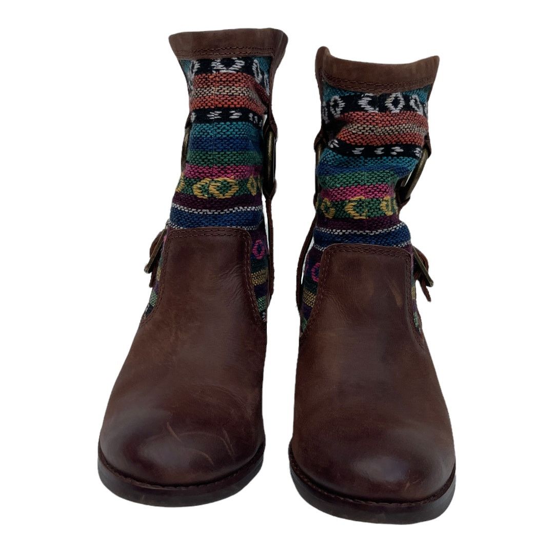 Lucky Brand Lucky Brand Boxer Brown Native Fabric Leather Heel Boot Sz 8 Size US 8 / EU 41 - 2 Thumbnail