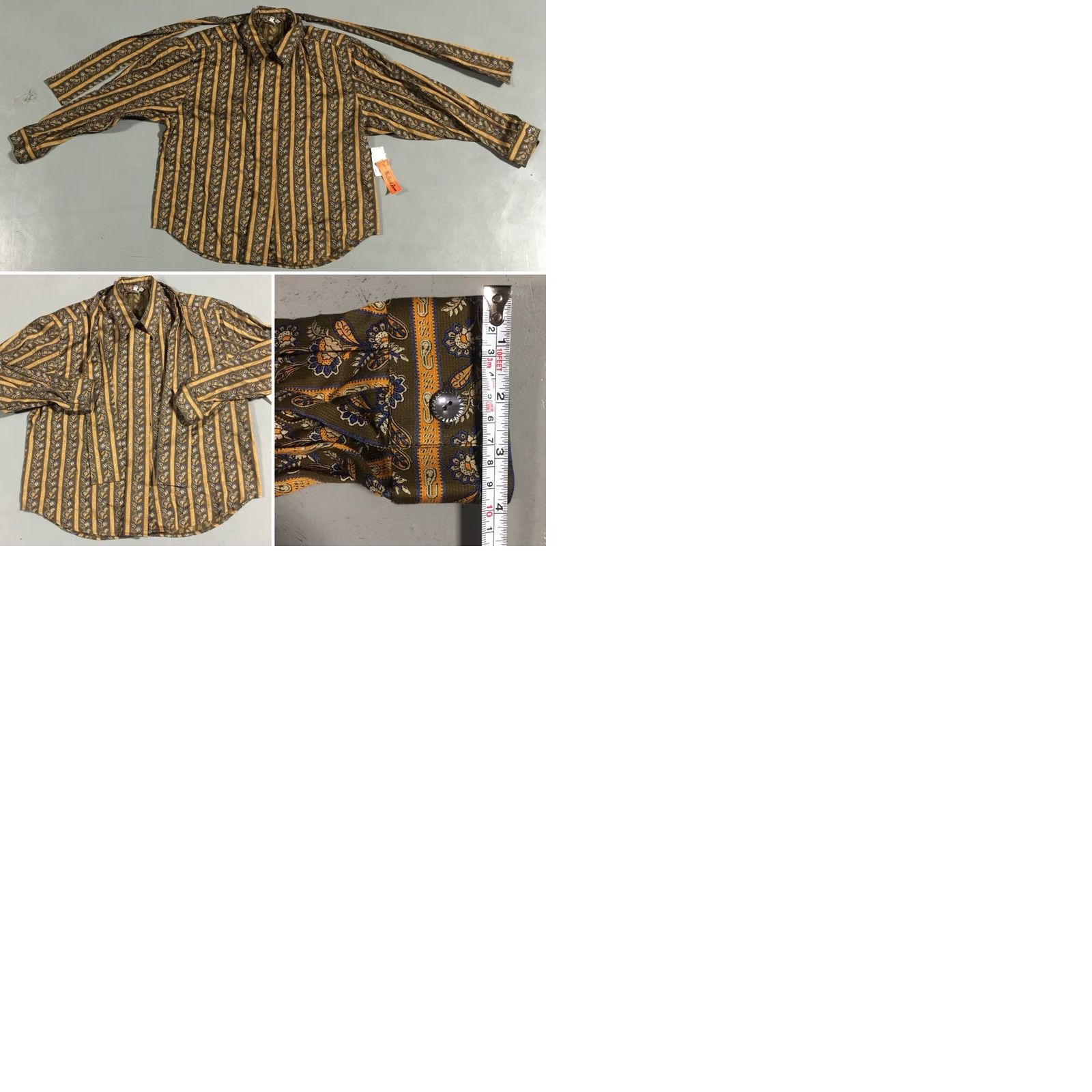 Vintage VINTAGE Made In Italy Blouse 100% Cotton Brown Paisley Abalone Buttons 1980s The Back Room NOS Sz 6 Womens Size M / US 6-8 / IT 42-44 - 9 Thumbnail