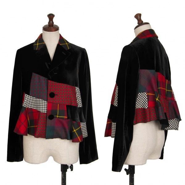 Comme Des Garcons Black Vintage Patchwork Velvet Crew Neck