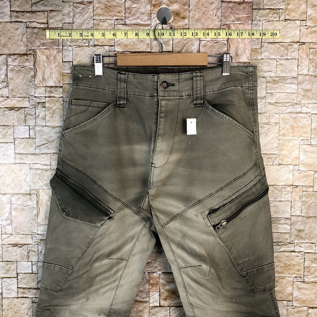 Faded Glory × Japanese Brand Genba Grey faded tactical Cargo Multipocket Pants #A1148 Size US 32 / EU 48 - 4 Thumbnail