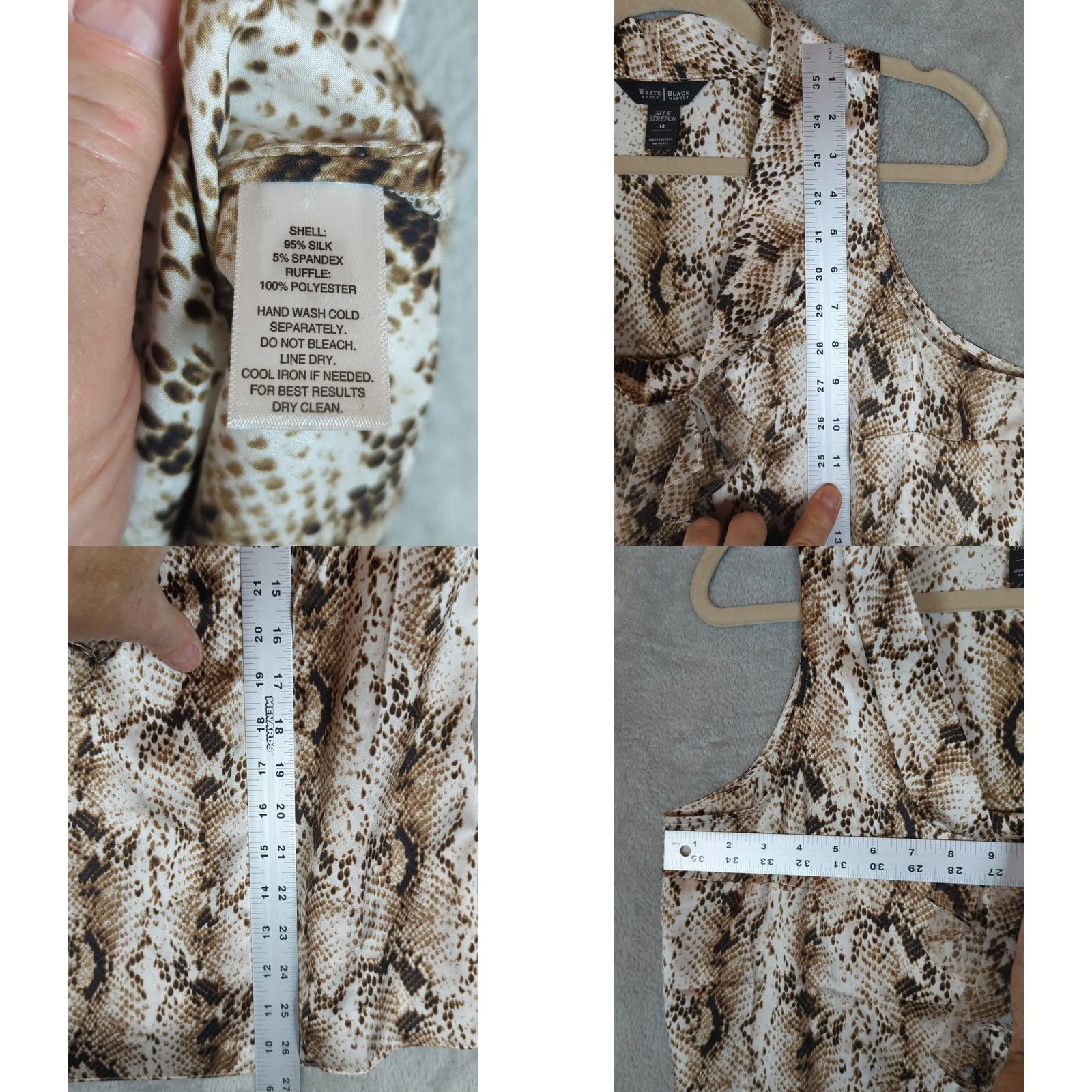White House Black Market White House Black Market Blouse Snake Print Silk Sleeveless Size 14 Womens Brown Size XL / US 12-14 / IT 48-50 - 8 Thumbnail