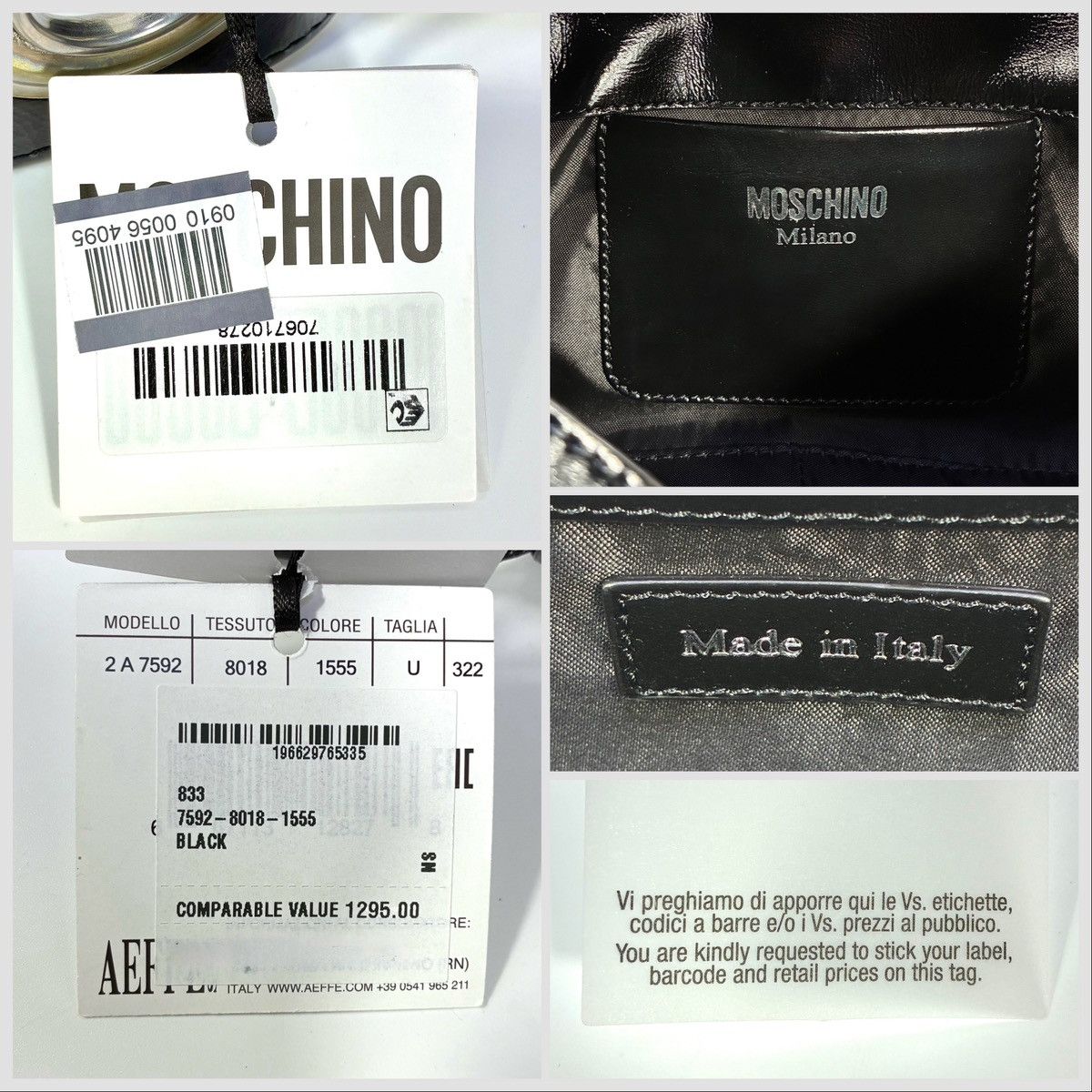 Moschino Moschino Couture Metal Logo Crossbody Shoulder Bag Black NWT Size ONE SIZE - 7 Thumbnail