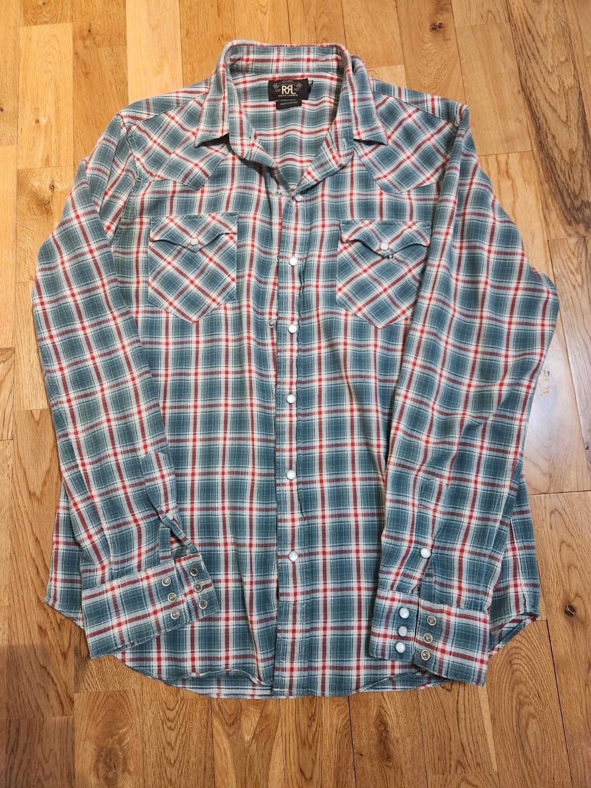 Vintage Ralph Lauren Long Sleeve Plaid Flannel Green Mens L